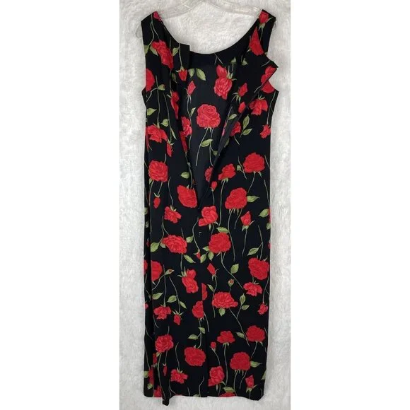 NWT R&K Original Size 12 2 Piece Dress & Cardigan Red Black Floral Embroidered - Picture 5 of 11